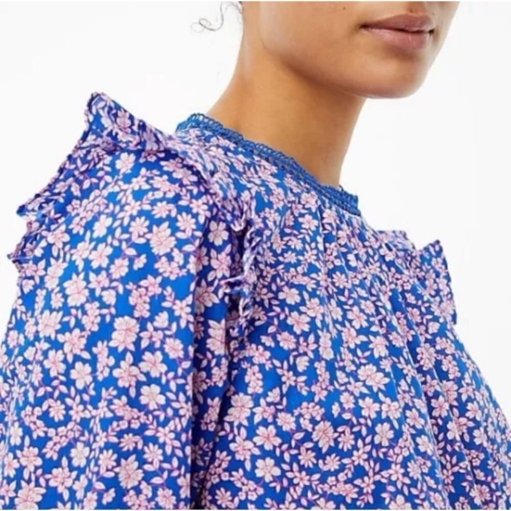 J. Crew Long-Sleeve Ruffle-Shoulder Top Size M - Picture 3 of 13